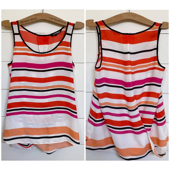 Express Summer Striped Open Back Crossover‎ Sleeveless Blouse - Picture 1 of 13
